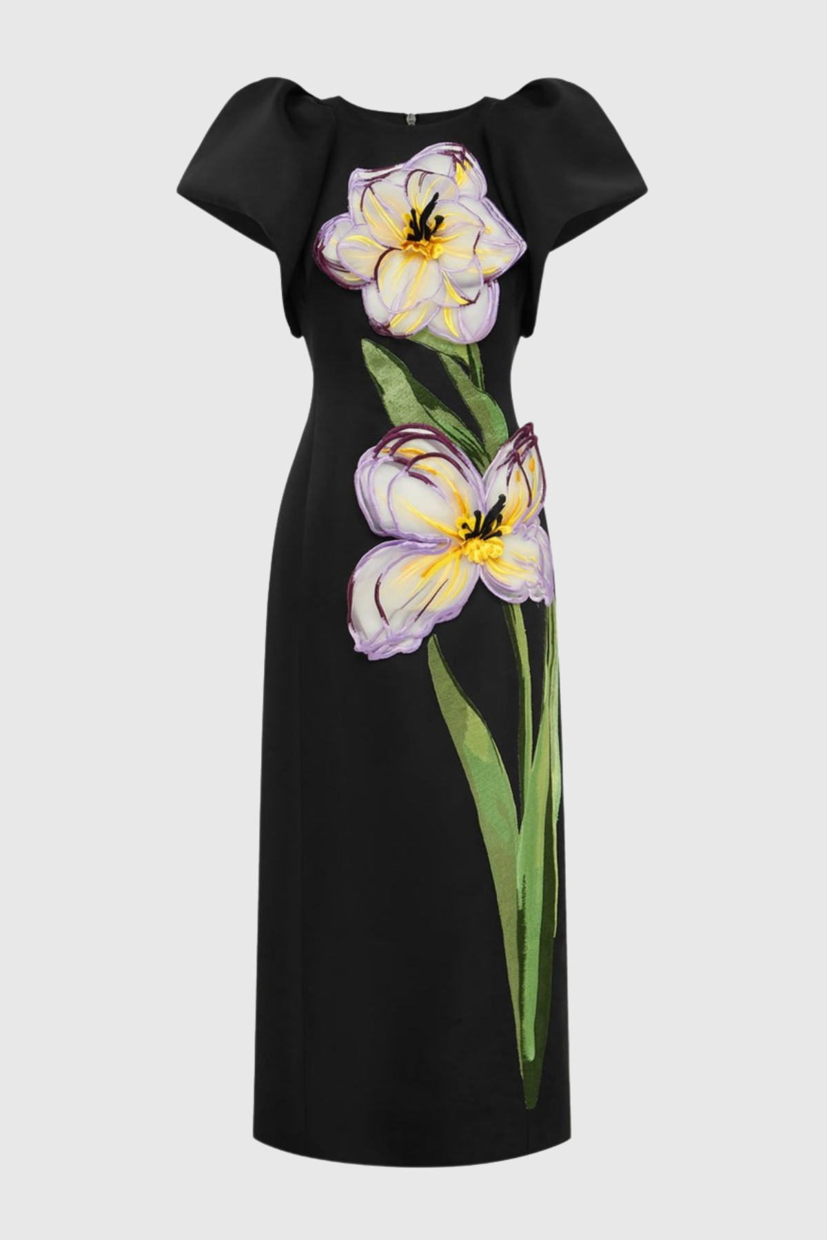 Mimoza Floral Appliqué Maxi Dress - Black