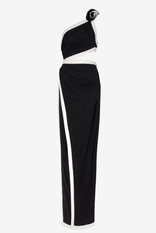 Mina Rose Asymmetric Maxi Bandage Dress