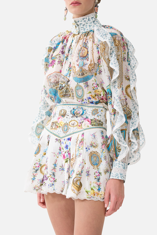Miraba Print Frill Sleeve Blouse