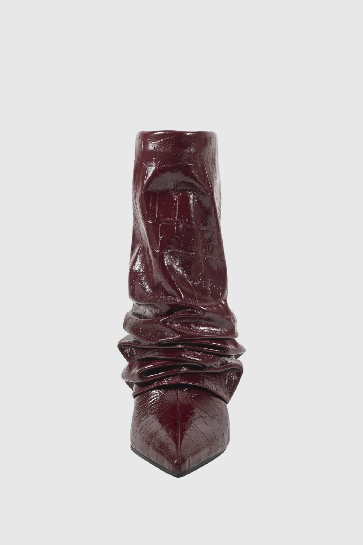 Nahara Leather Ruched Ankle Boots - Wine