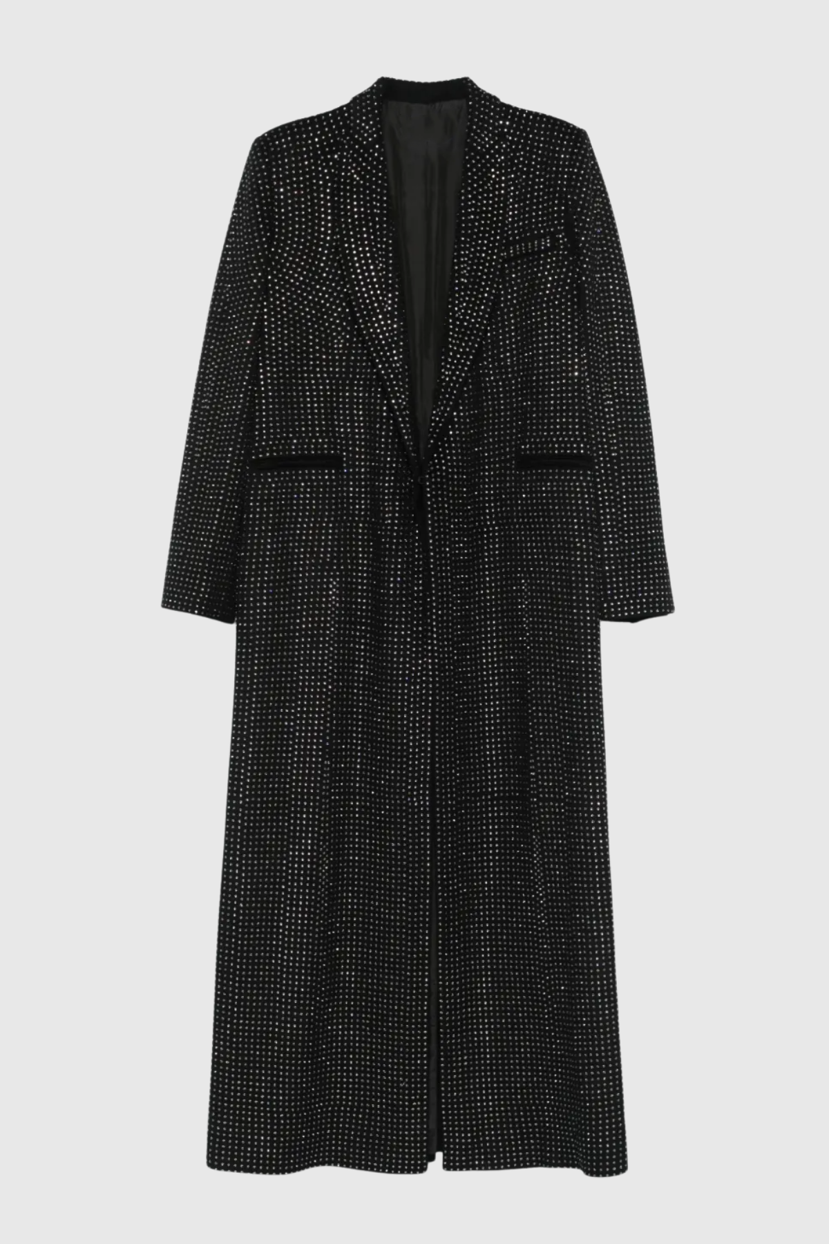 Nairob Crystal Embellished Single Breasted Coat - Black