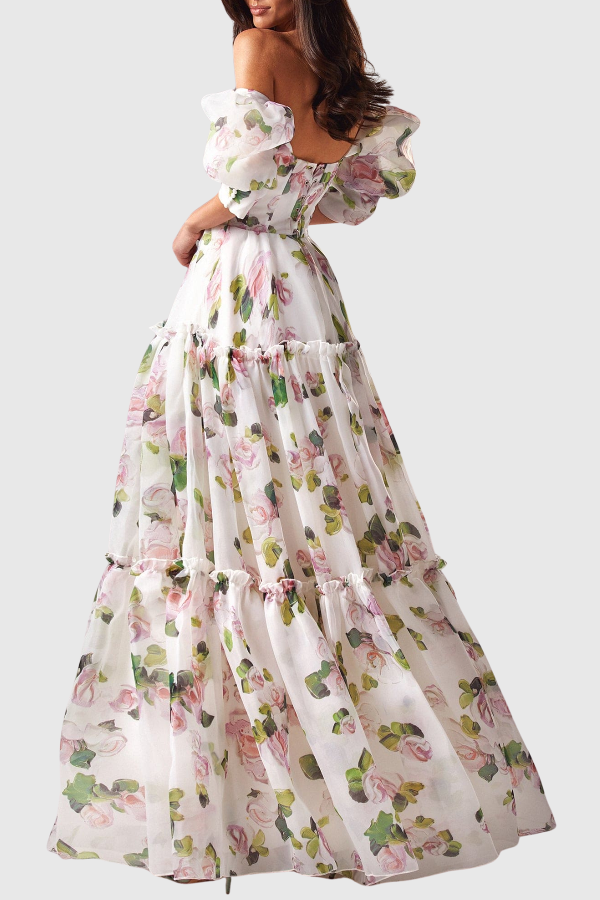 Nana off Shoulder Floral Print Maxi Dress - White
