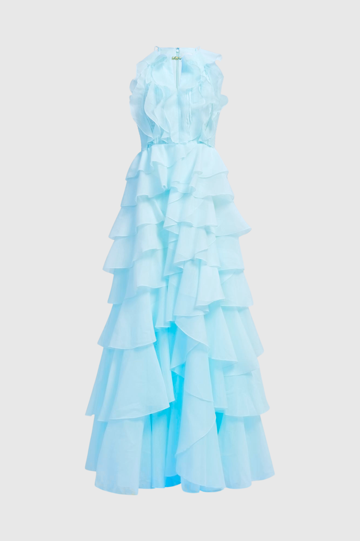 Nigella Halter Ruffle Maxi Dress - Blue