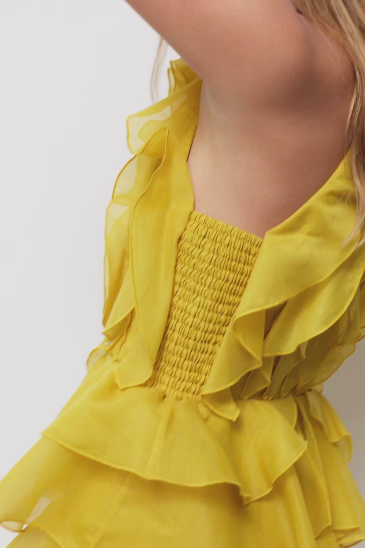 Nigella Halter Ruffle Maxi Dress - Yellow