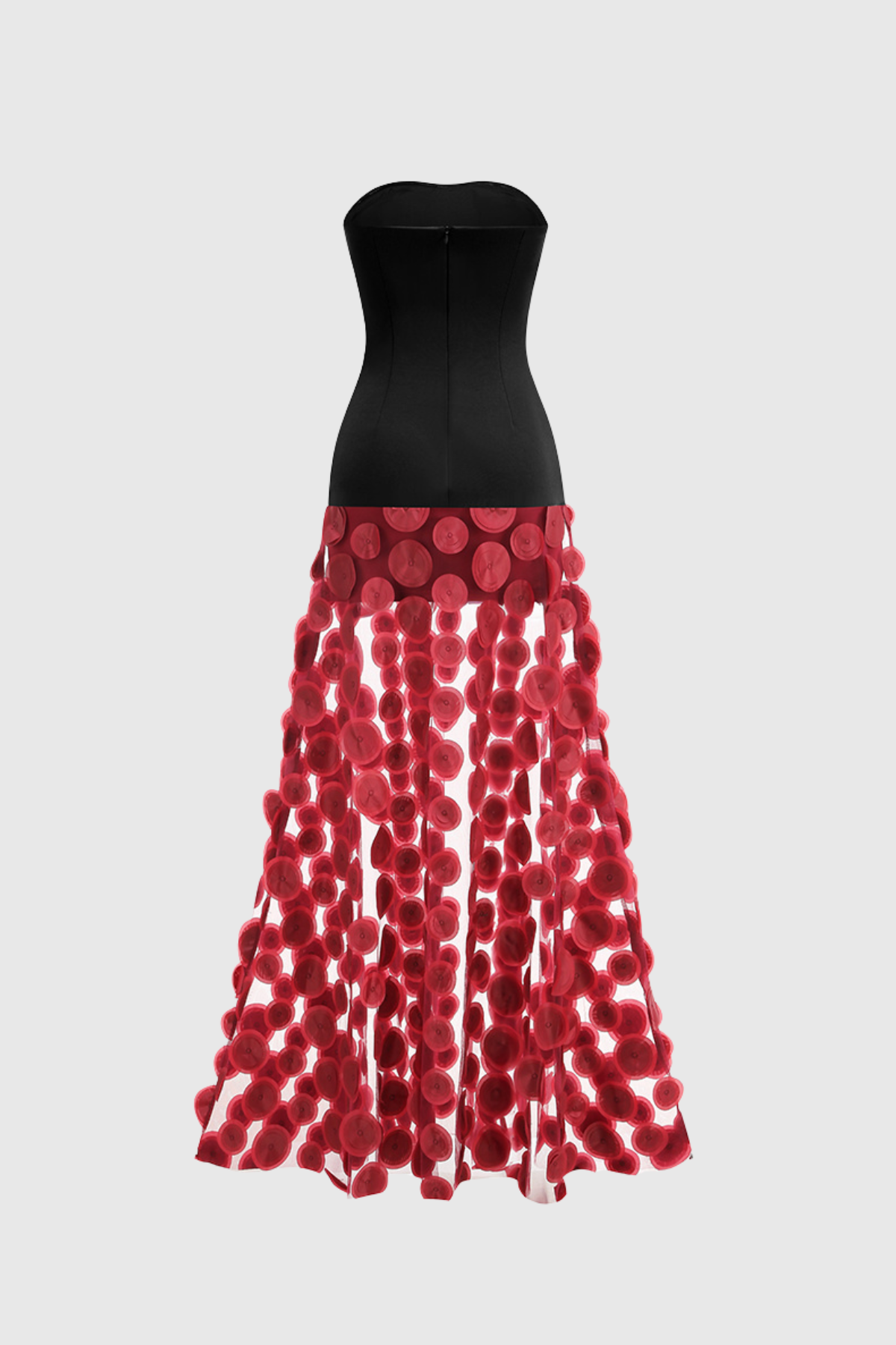 Nodin Strapless Dot Mesh Maxi Dress - Wine