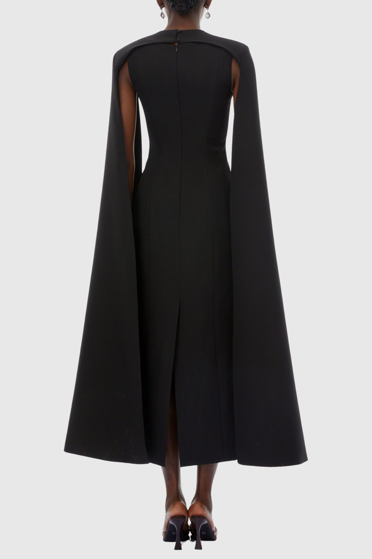 Noel Long Sleeve Cape Maxi Dress - Black