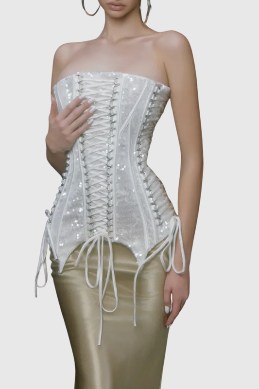 Noelani Sequin Lace Up Corset