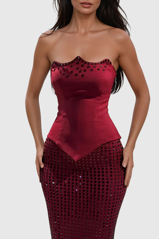 Nomi Crystal Embellished Corset & Maxi Skirt Set