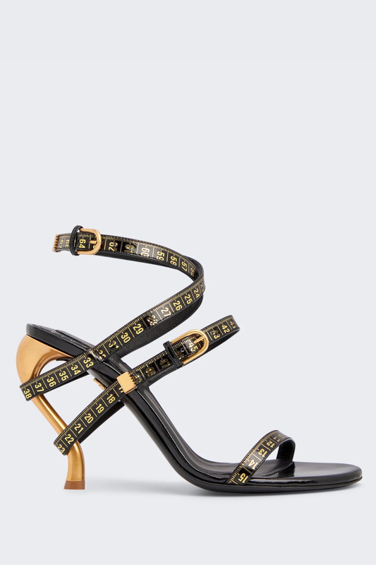 Norma Measuring Tape Heeled Sandals - Black