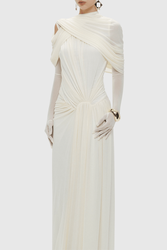 Novie Asymmetric Draped Maxi Dress