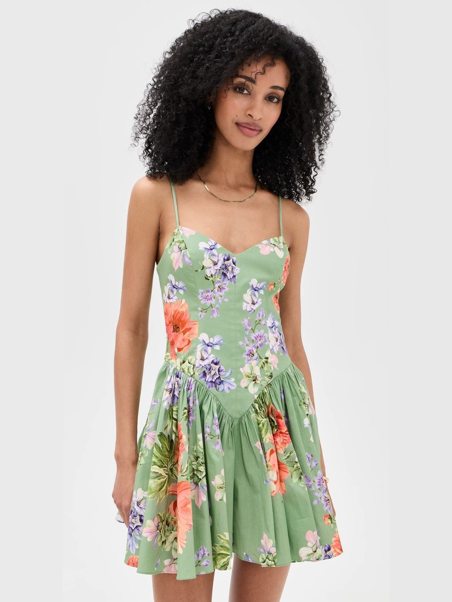 Printed halter-neck mini dress - green