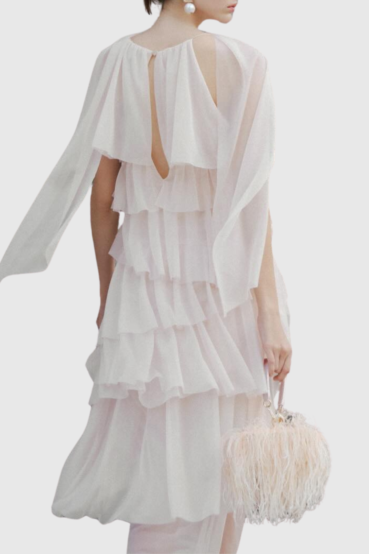 Oaskia Sleeveless Ruffle Maxi Dress - Beige