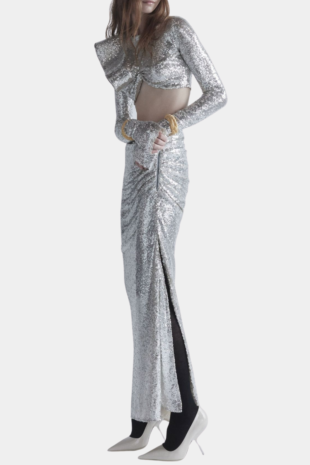 Oliviar Sequin Crop Top & Maxi Skirt Set