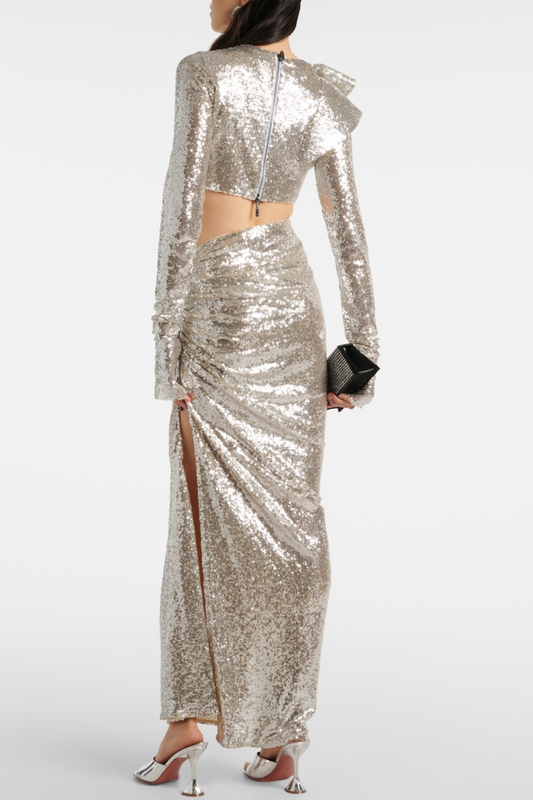 Oliviar Sequin Crop Top & Maxi Skirt Set