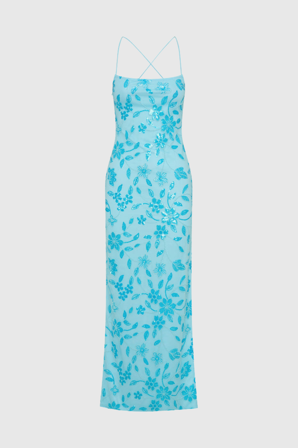 Ongus Floral Sequin Maxi Dress - Blue