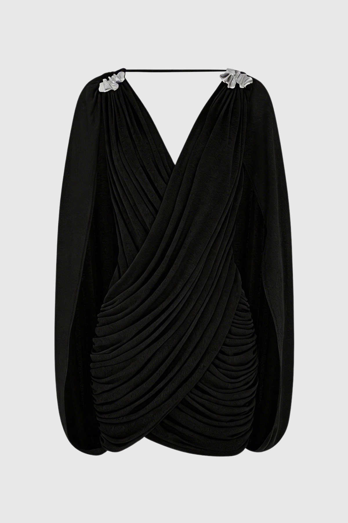 Onyx Draped Mini Dress - Black