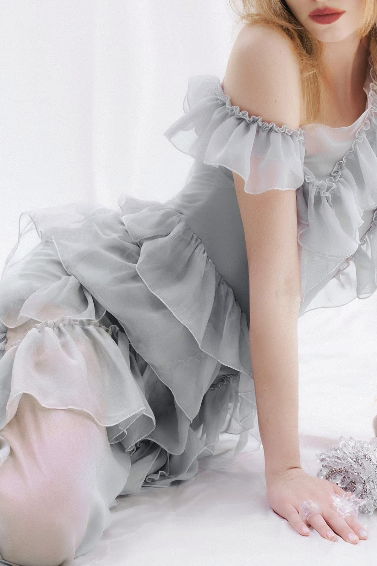 Oriane One Shoulder Ruffle Maxi Dress
