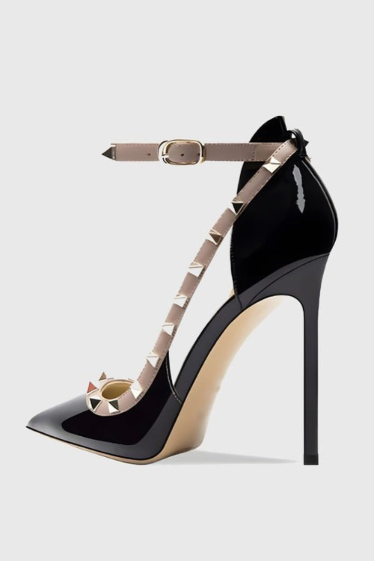 Osanya Rivet Embellished Strap Cutout Pumps - Black