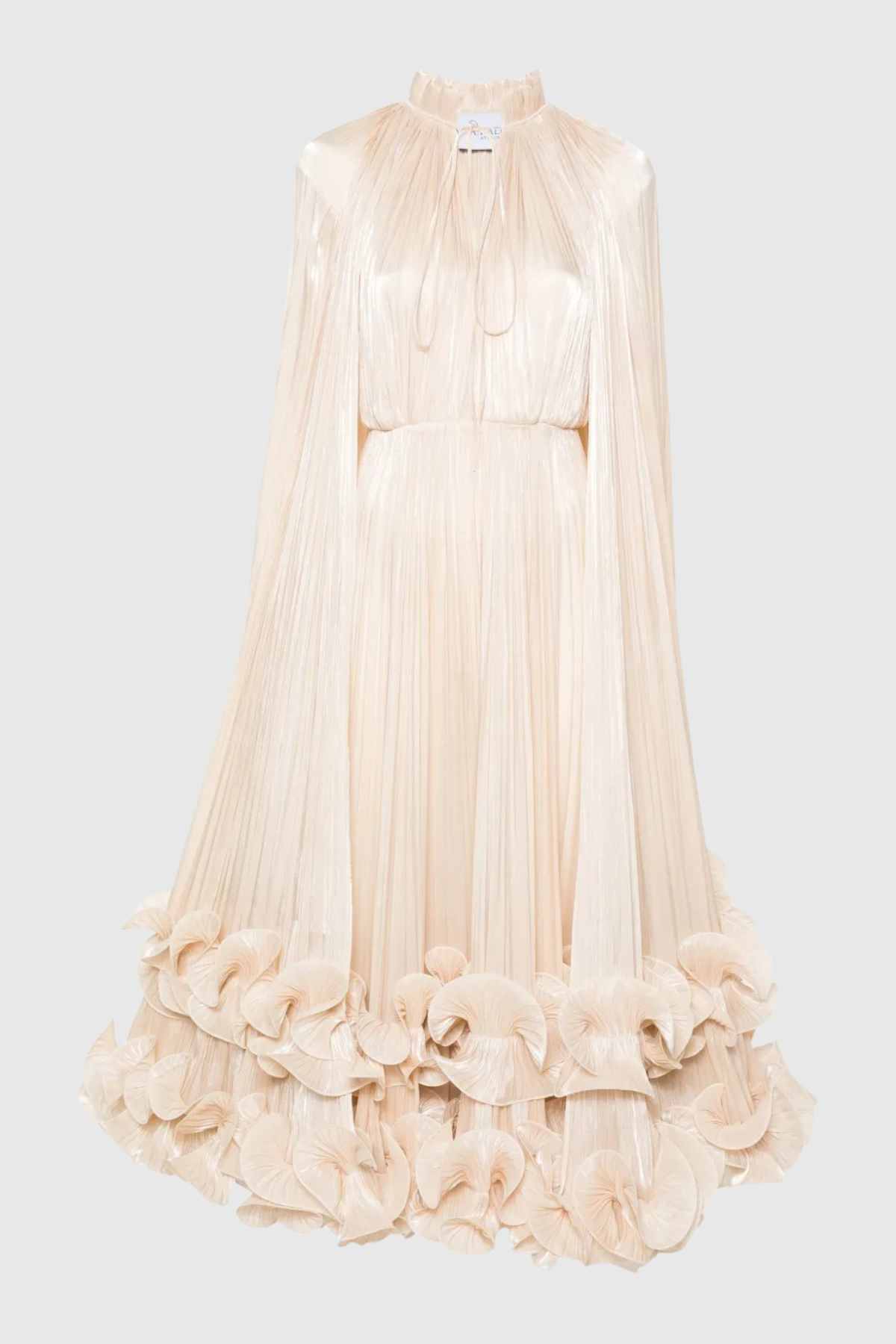 Othniel Cape Ruffle Midi Dress - Beige