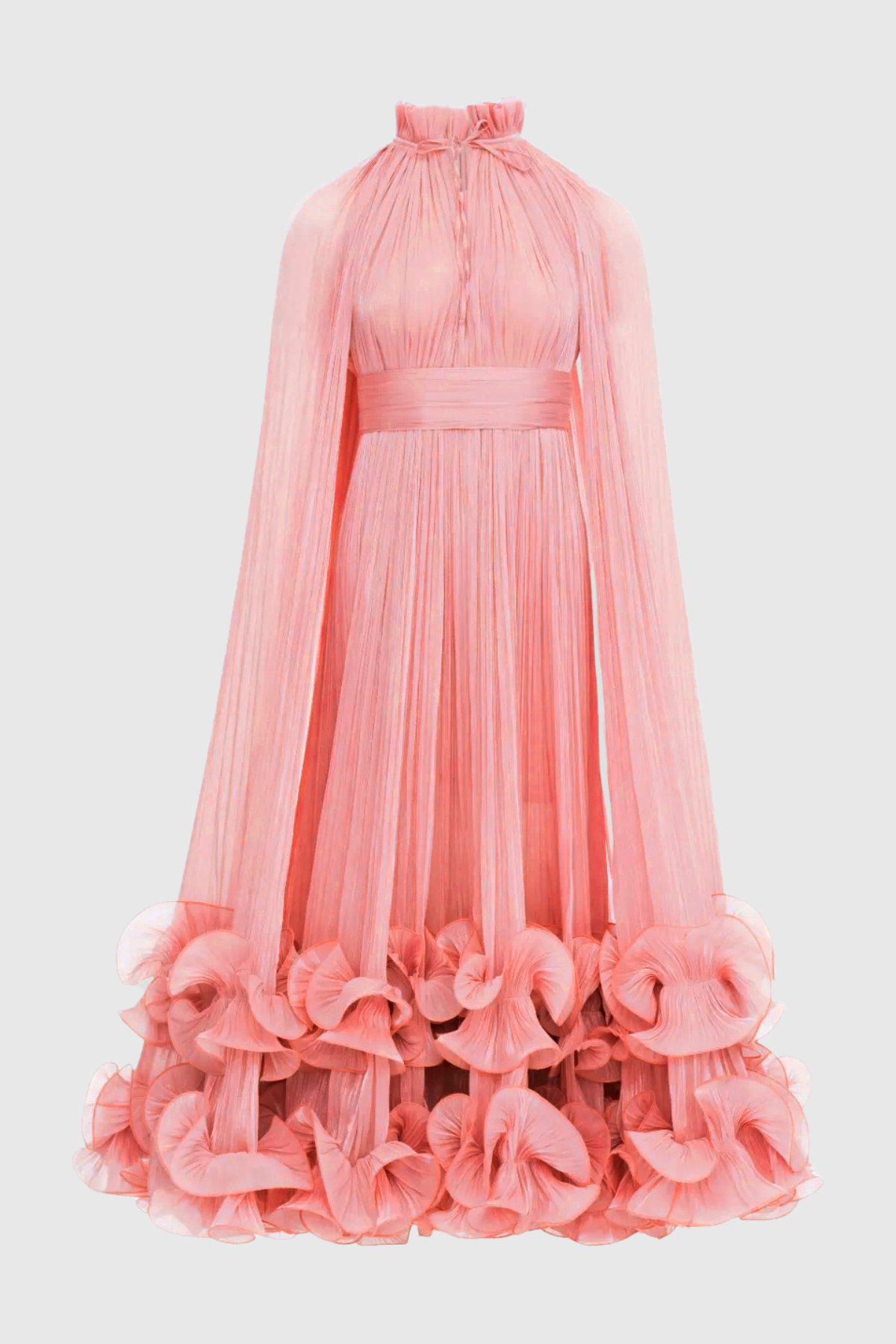 Othniel Cape Ruffle Midi Dress - Pink