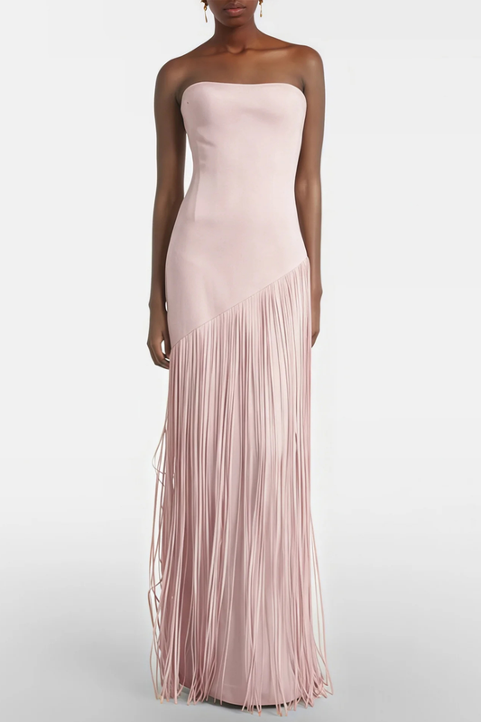 Pacifia Fringe Shawl Maxi Dress - Pink