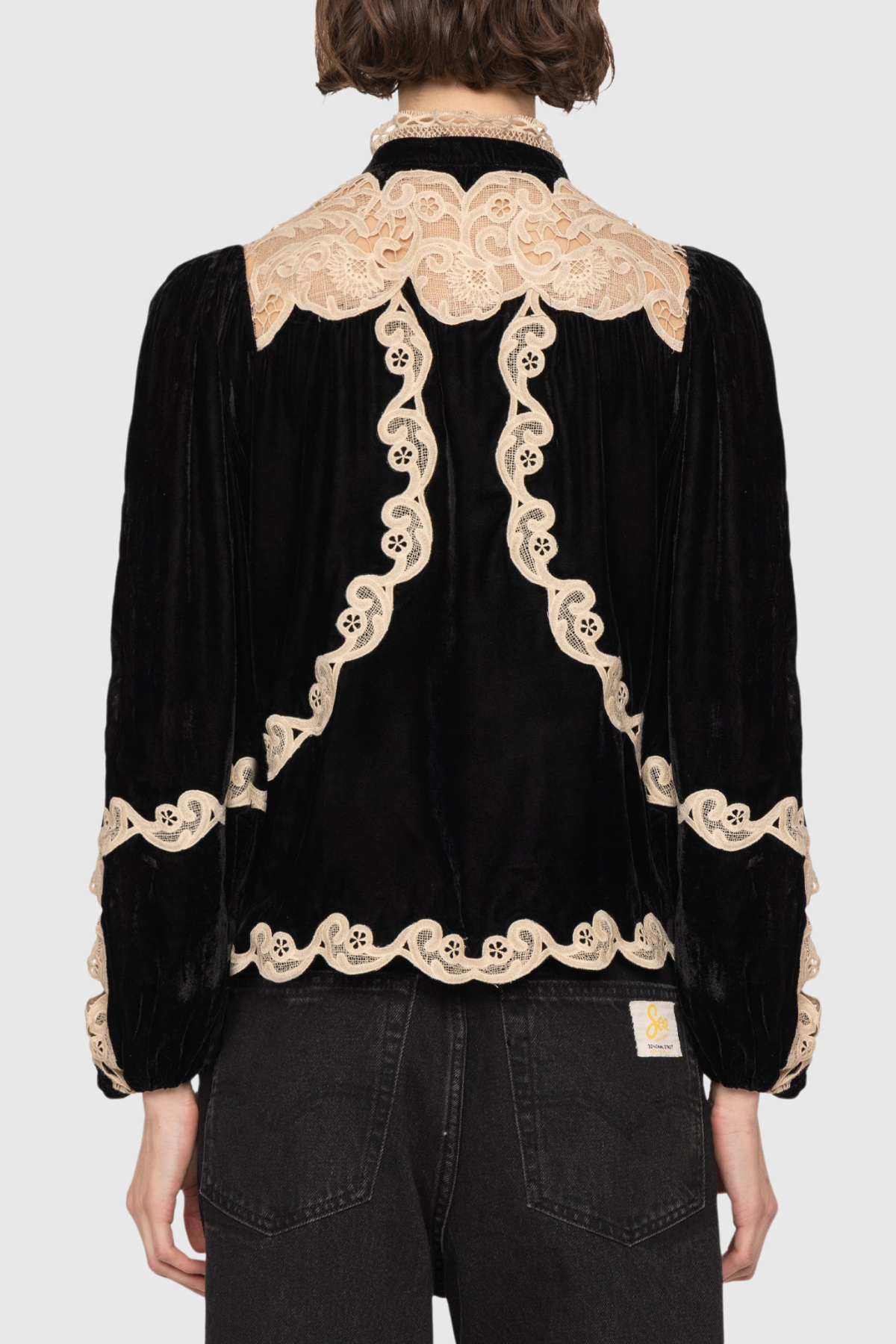 Pasca Lace-trimmed Velvet Blouse