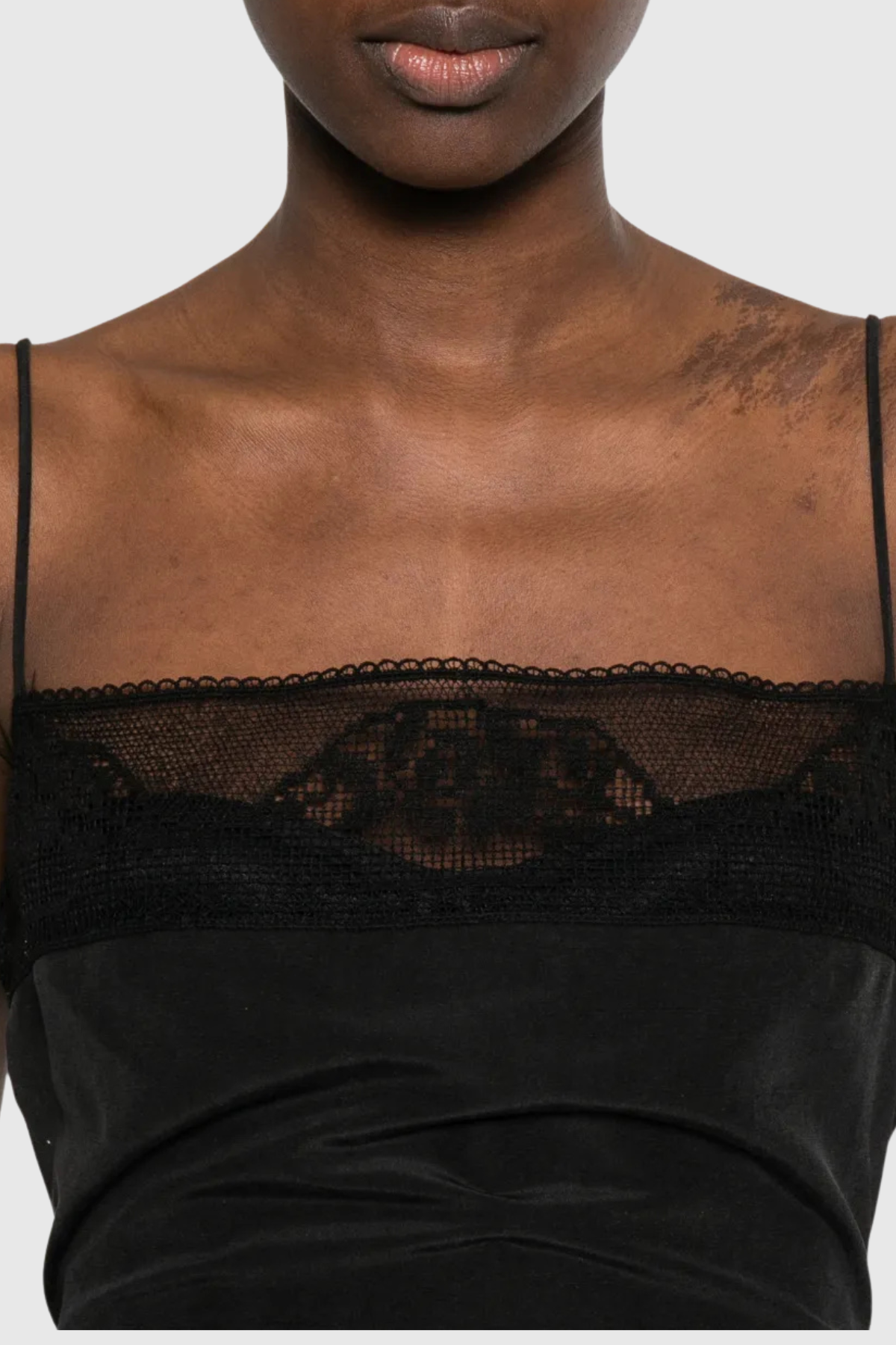 Phula Lace Trim Mini Dress - Black