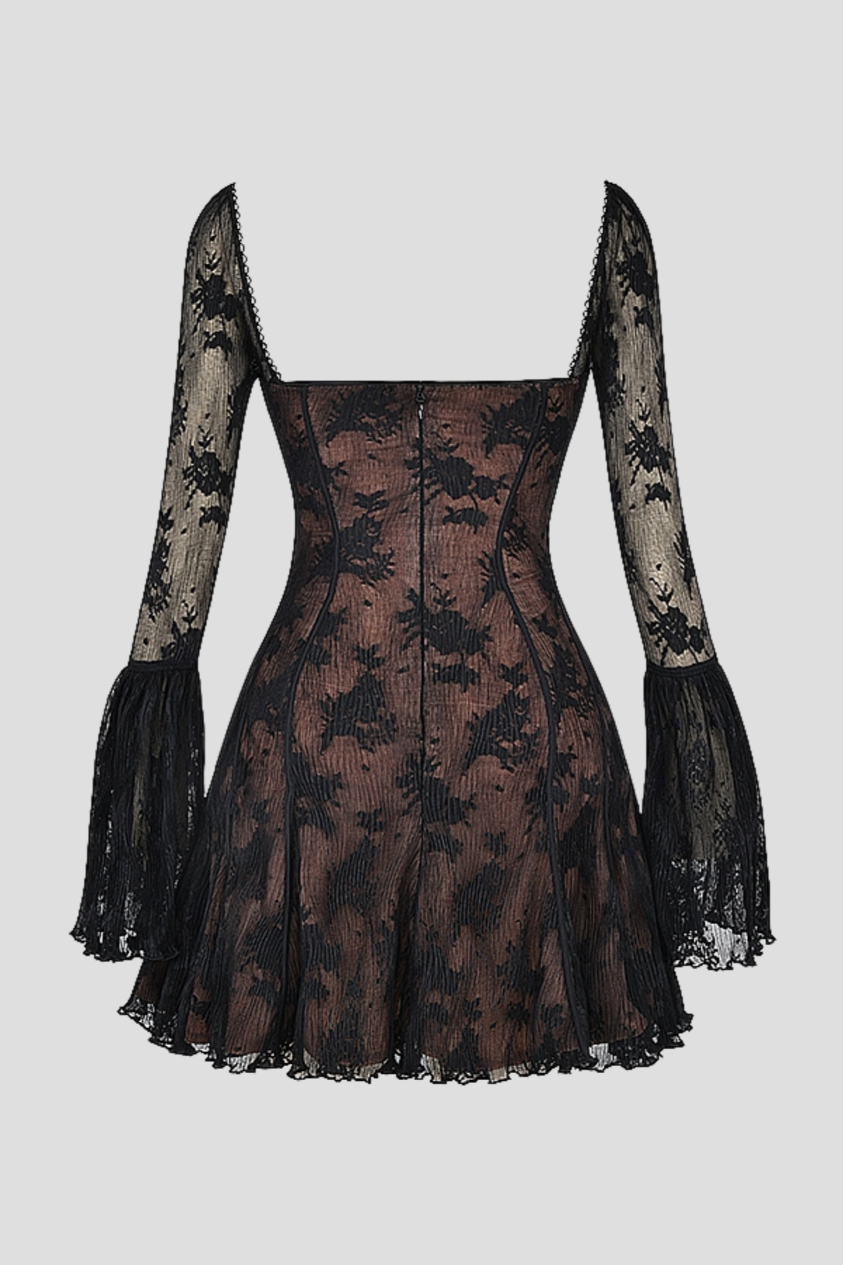 Piarra Lace Flared Mini Dress - Black