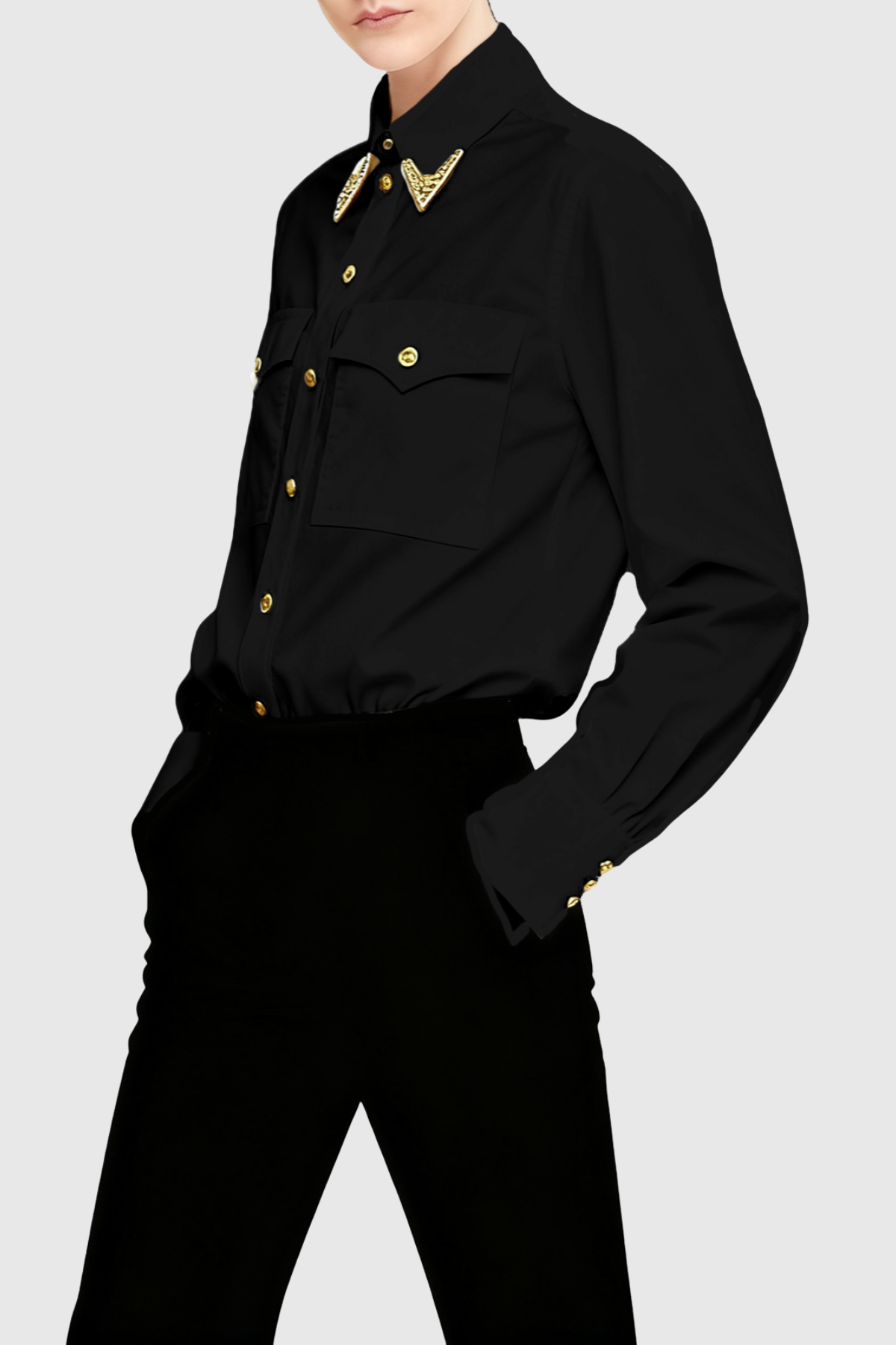 Potya Metal Embellished Shirt - Black