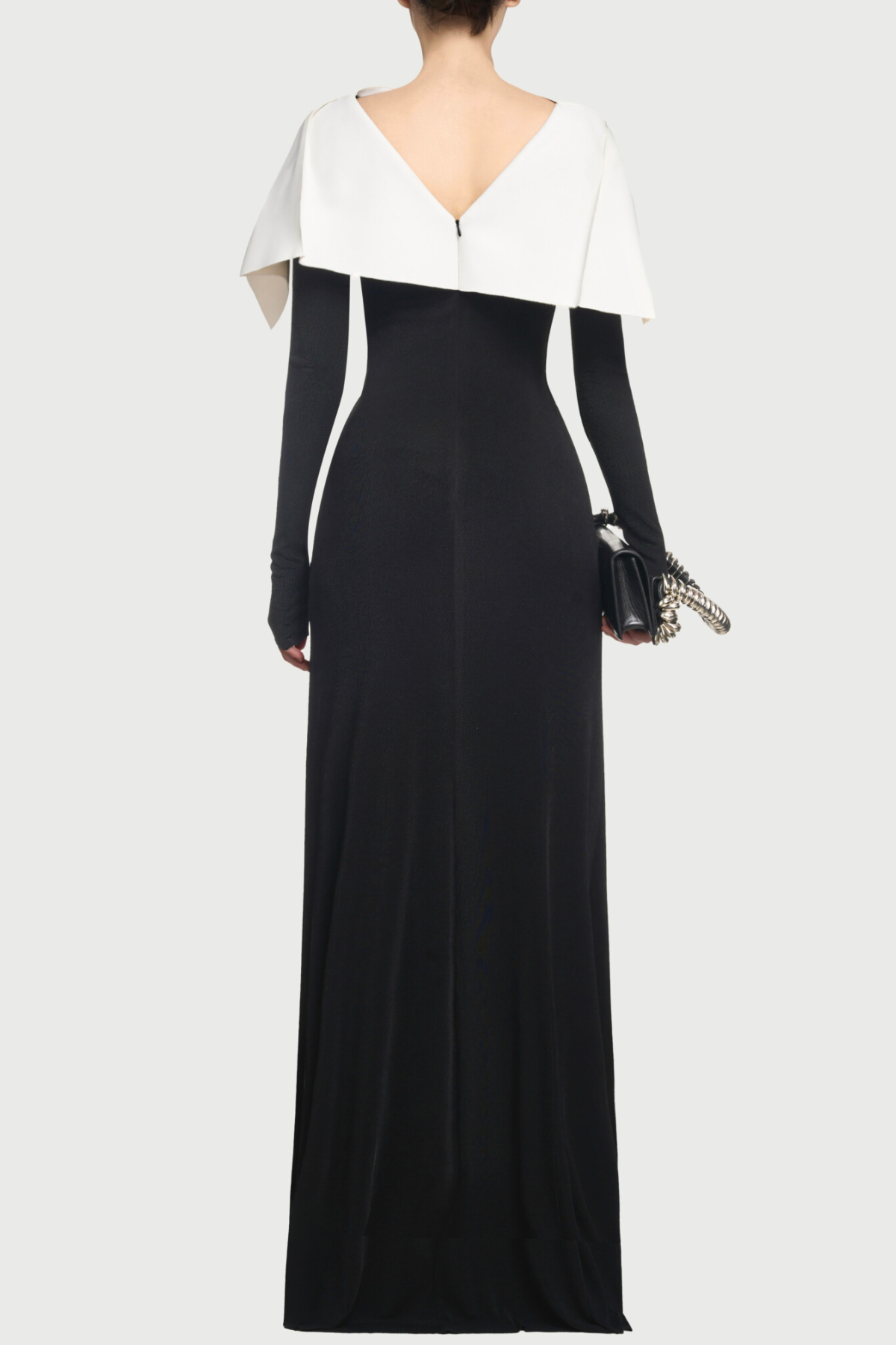 Priora Asymmetric Shawl Ruched Maxi Dress - Black