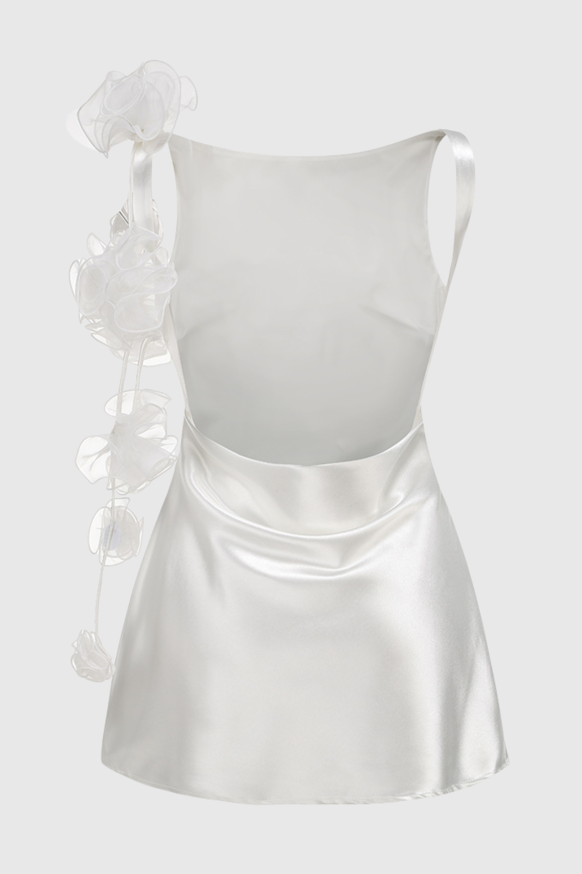 Raifa Floral Backless Satin Mini Dress - White