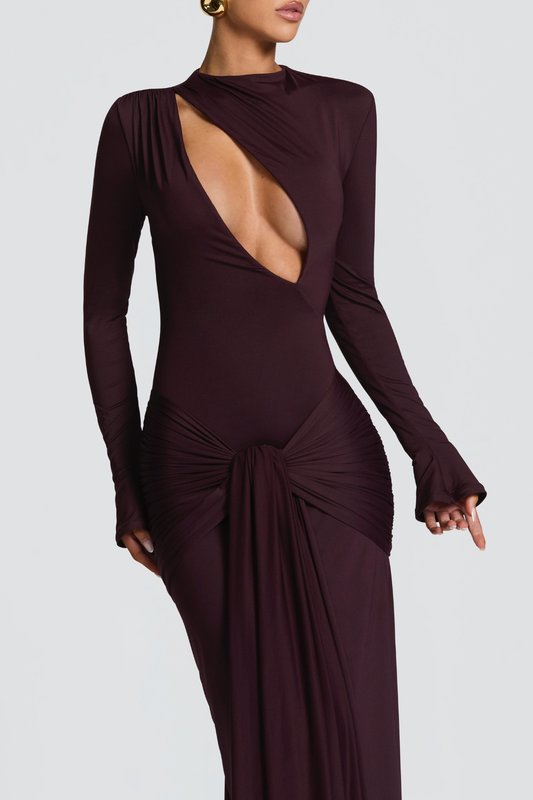 Raluca Cutout Draped Maxi Dress - Purple