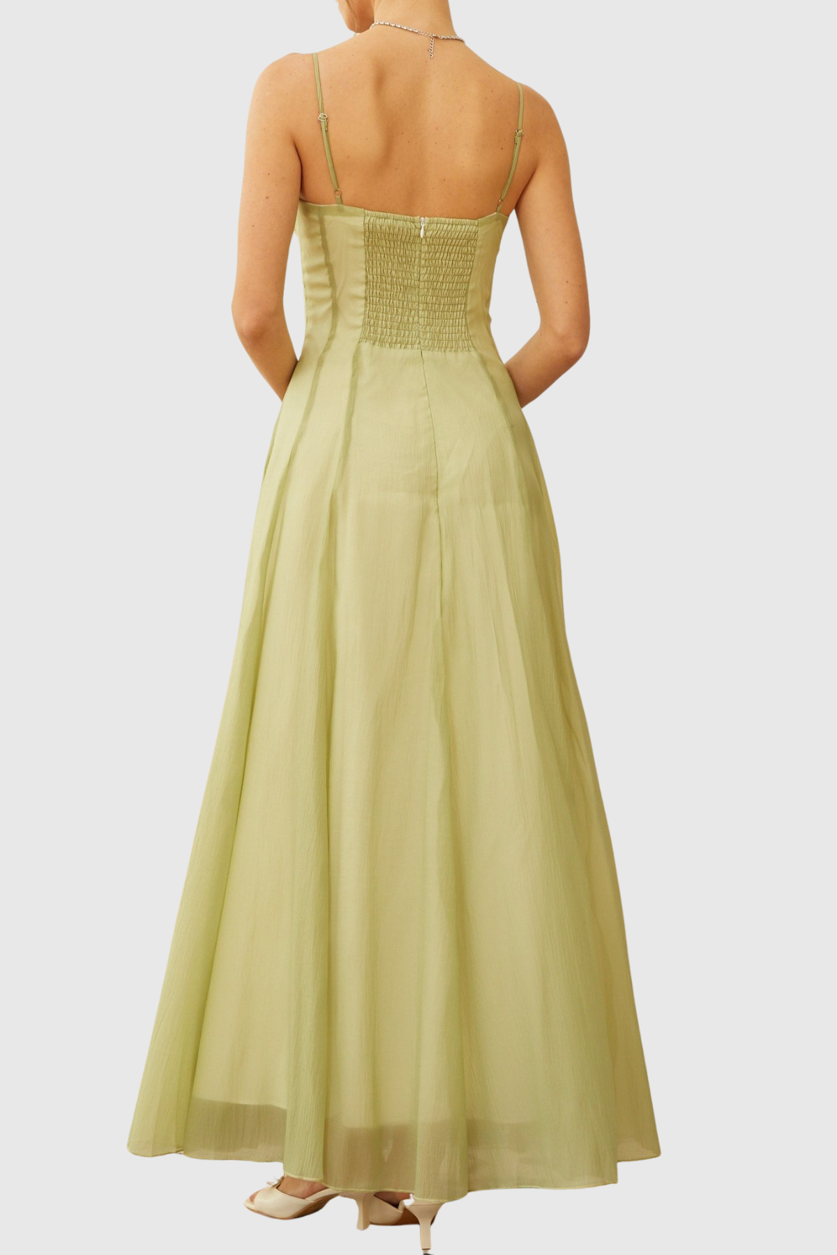 Ranay Ruffled Shirred Tulle Maxi Dress