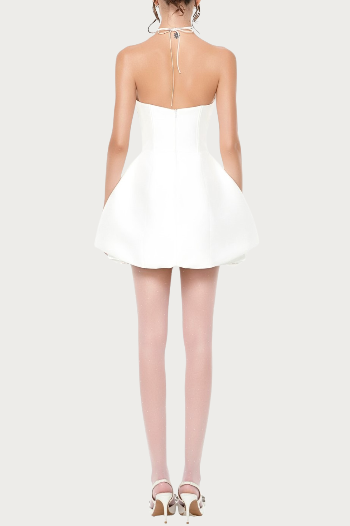 Remiel Strapless Rose Appliqué Corset Mini Dress - White