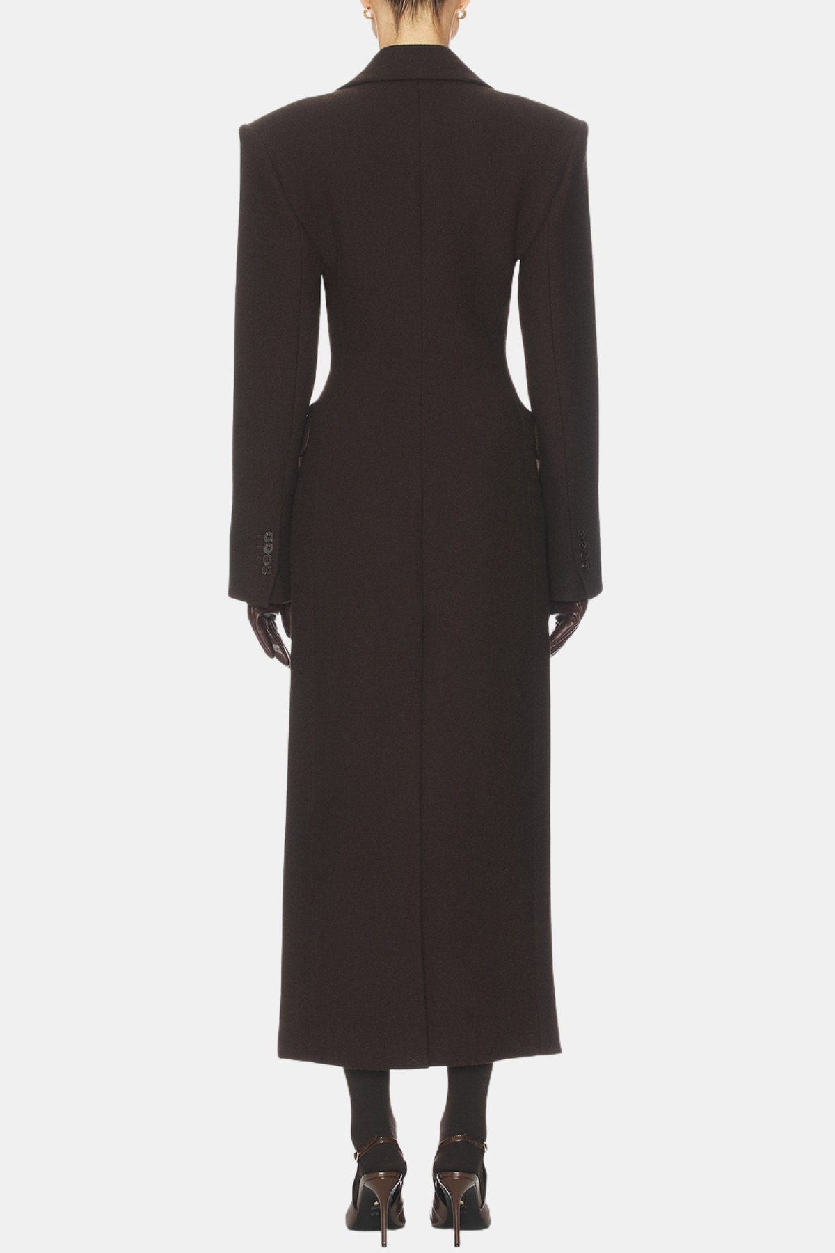 Rikana Lapel Wool Cinched Coat - Brown