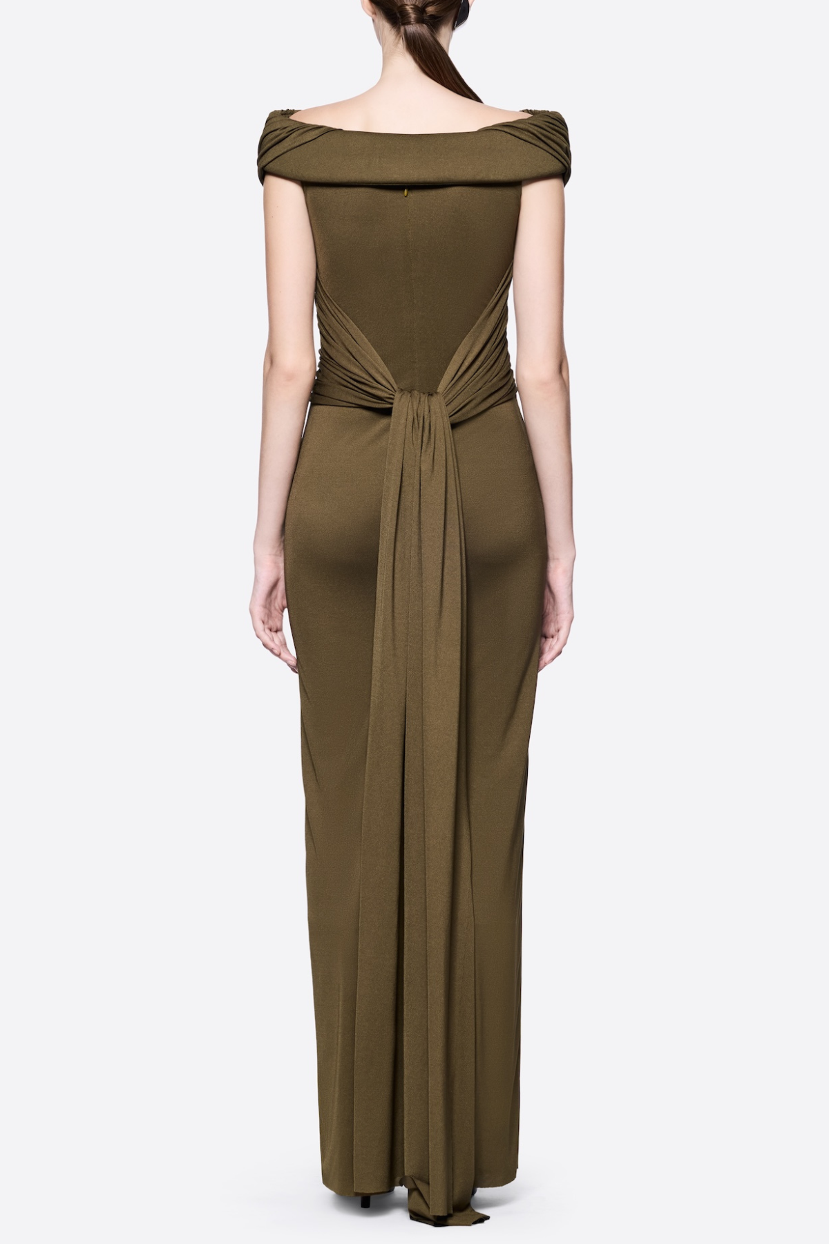 Rohar Twisted Ruched Maxi Dress - Brown