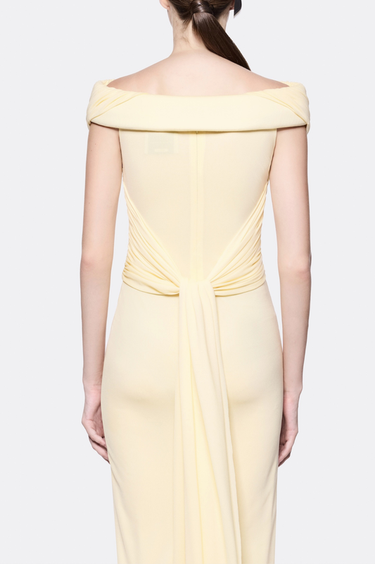 Rohar Twisted Ruched Maxi Dress - Yellow