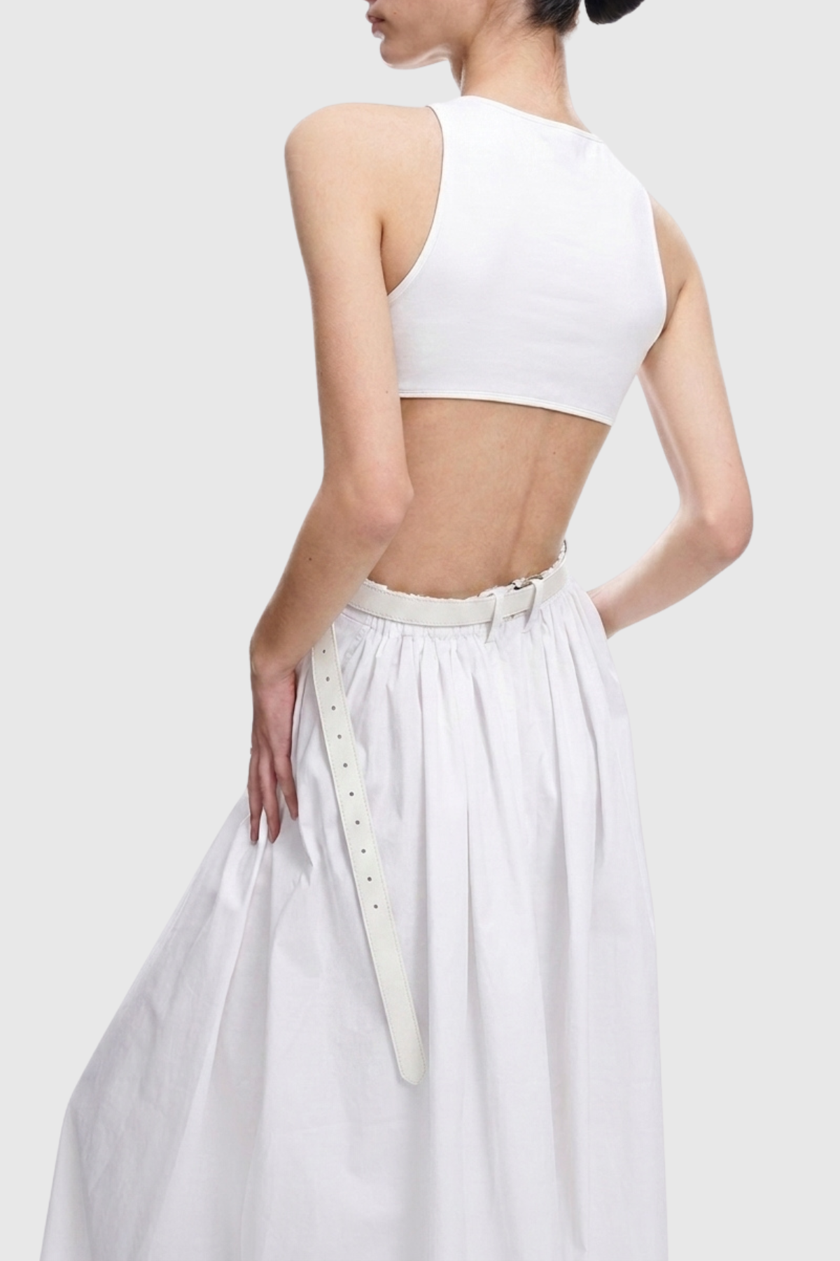Romanio Cutout Belted Midi Dress - White