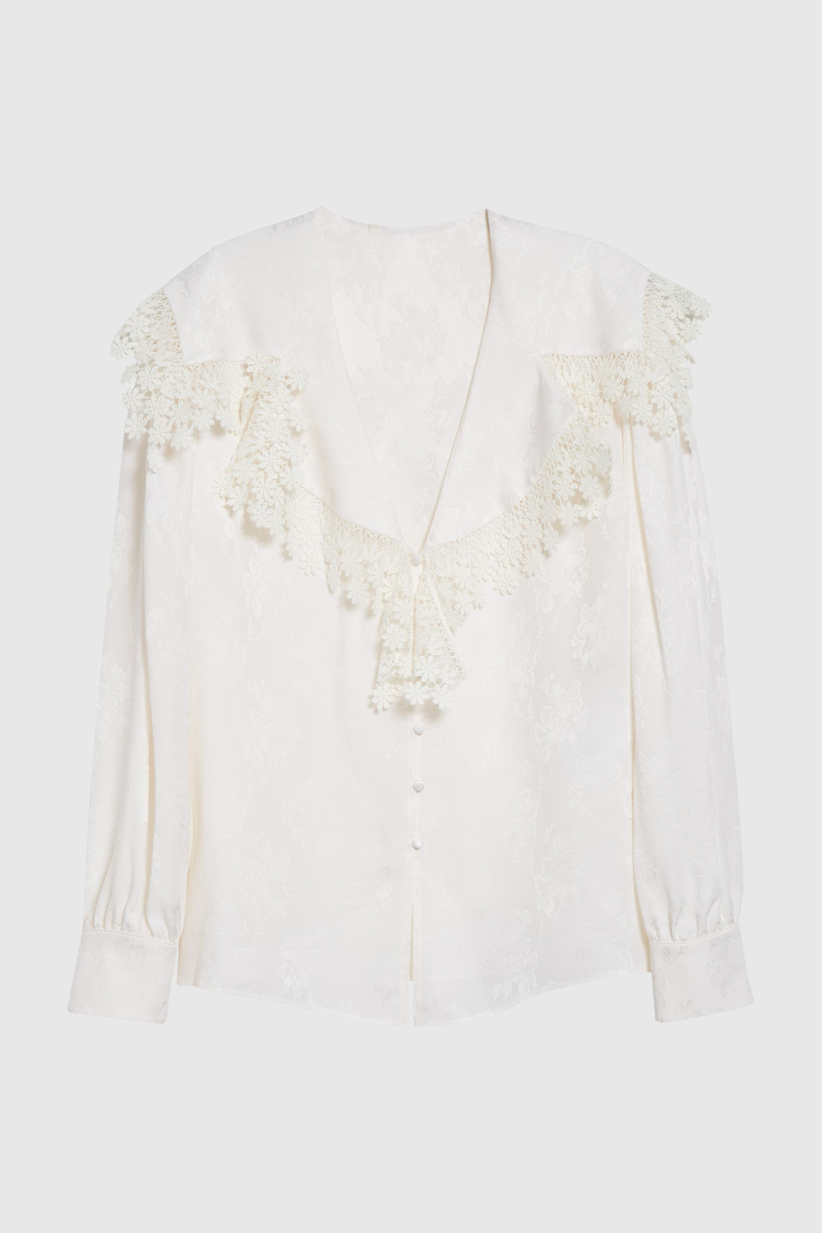 Rote Floral Lace Trim Blouse - White