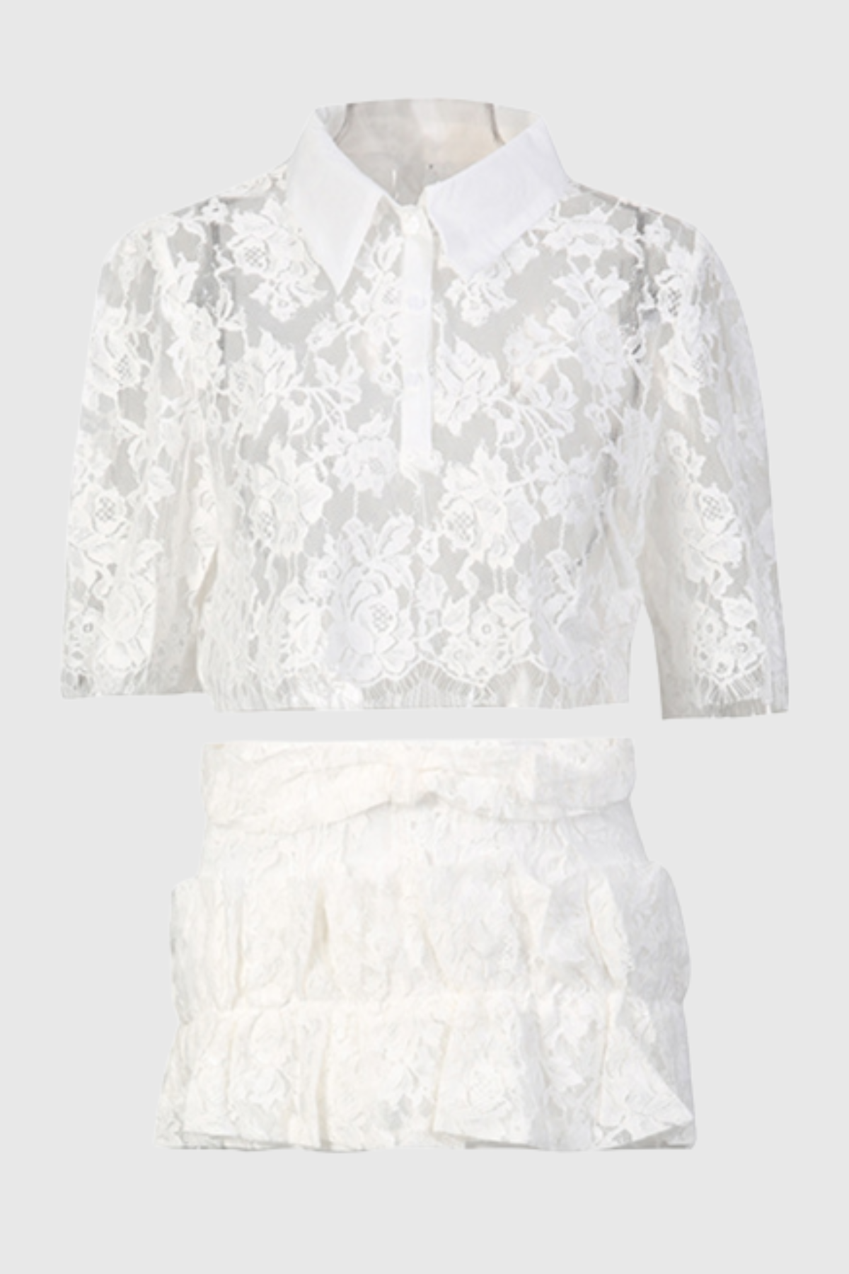 Rotia Lace Top & Bow Skirt Set