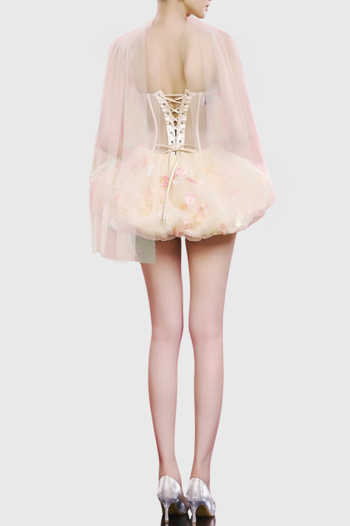 Roxya Floral Strapless Corset Mini Dress - Beige
