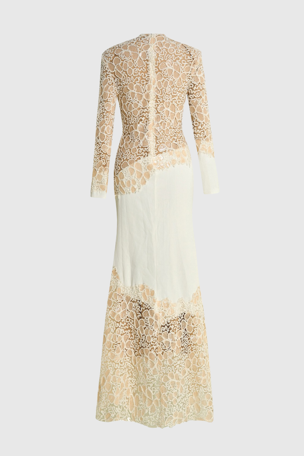 Safra Lace Sequin Satin Maxi Dress - White
