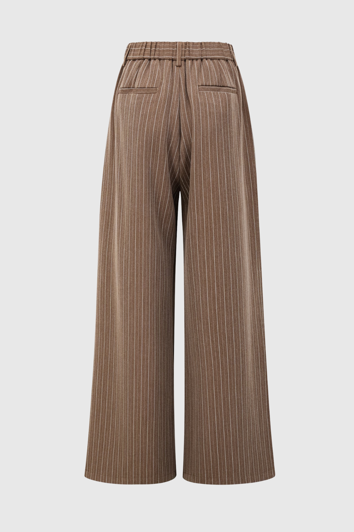 Sakley Striped Trench Coat & Trousers Set - Brown