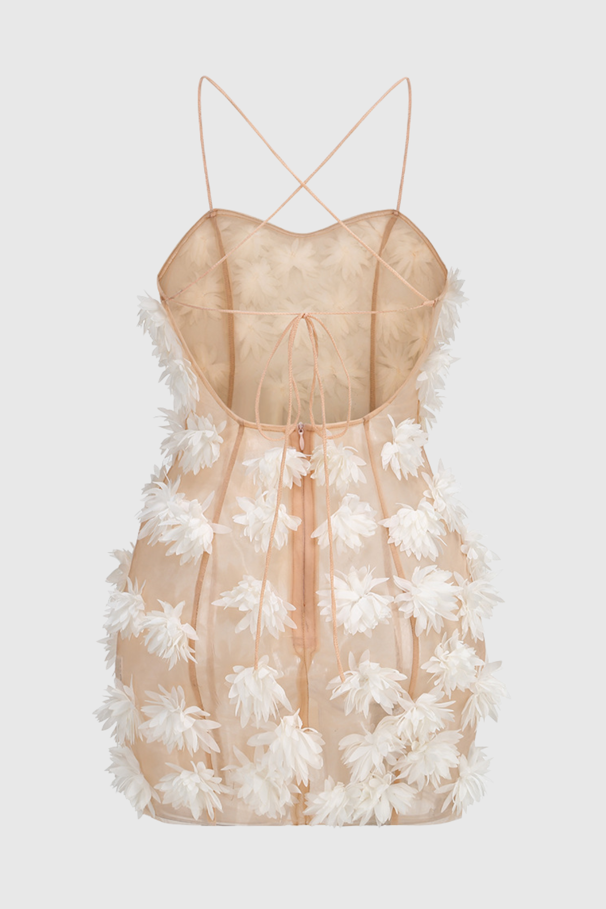 Samir Floral Appliqué Mesh Mini Dress - White