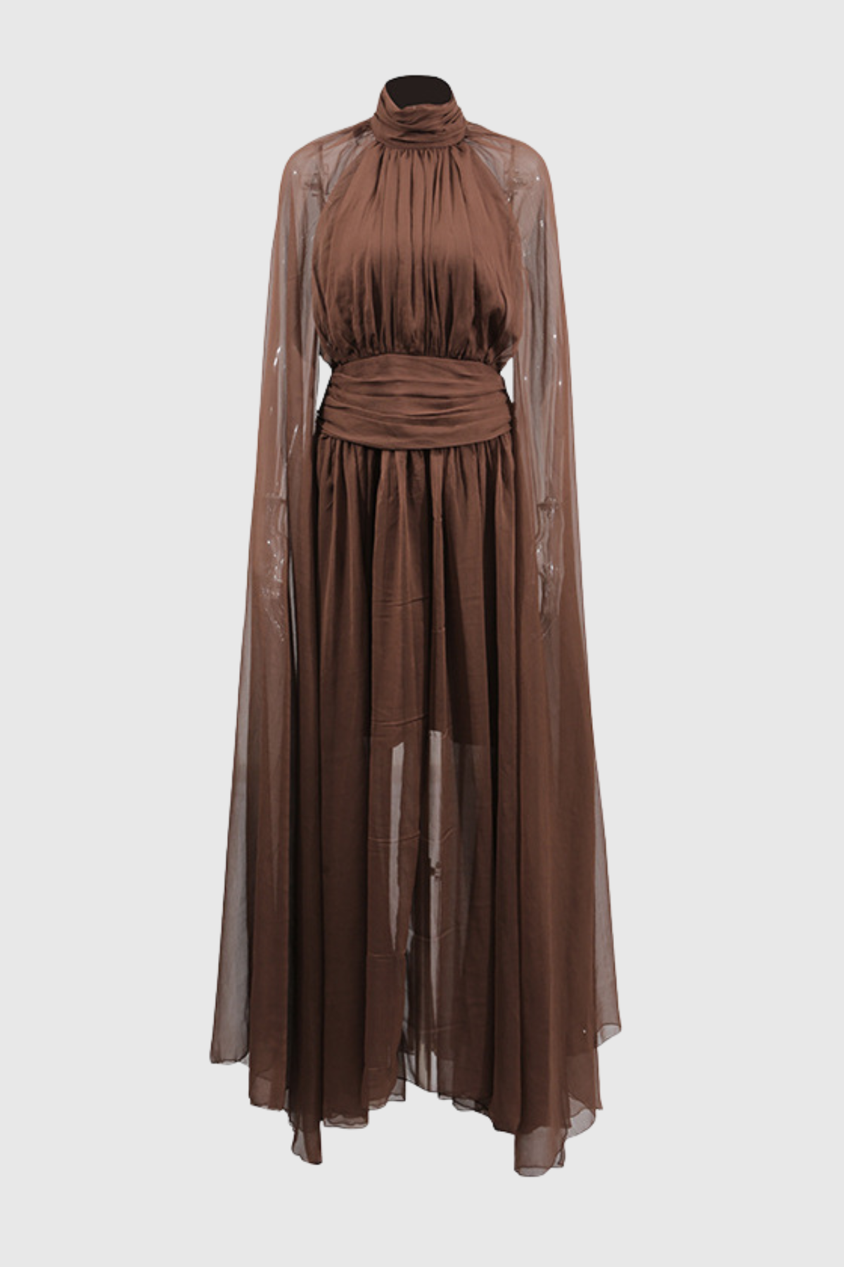 Sanna Cape Sleeve Ruched Maxi Dress