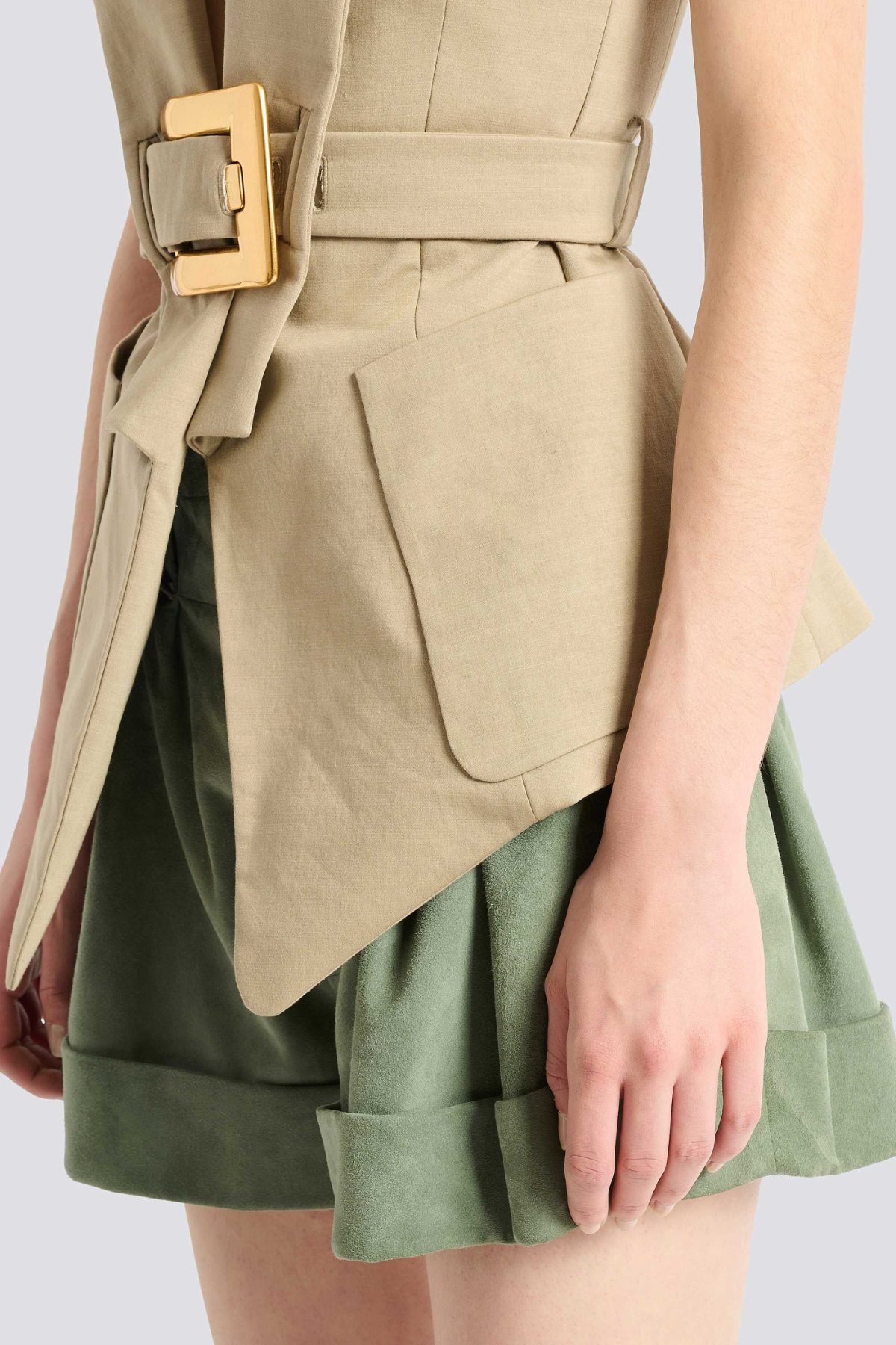 Sappho Belted Jacket - Khaki