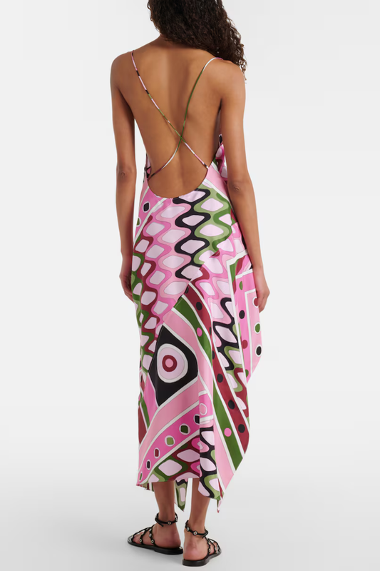 Sarpa Asymmetric Print Midi Dress