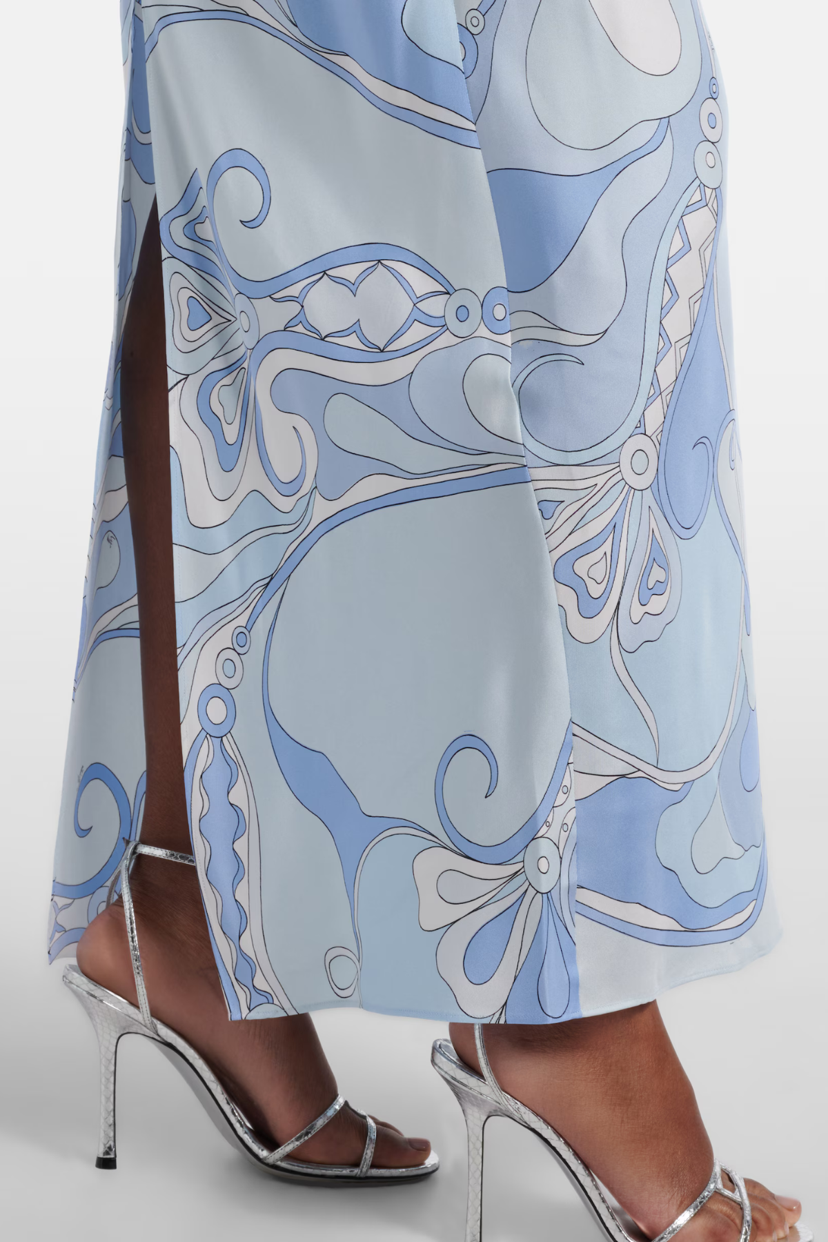 Sarpa Shawl Satin Maxi Dress - Blue