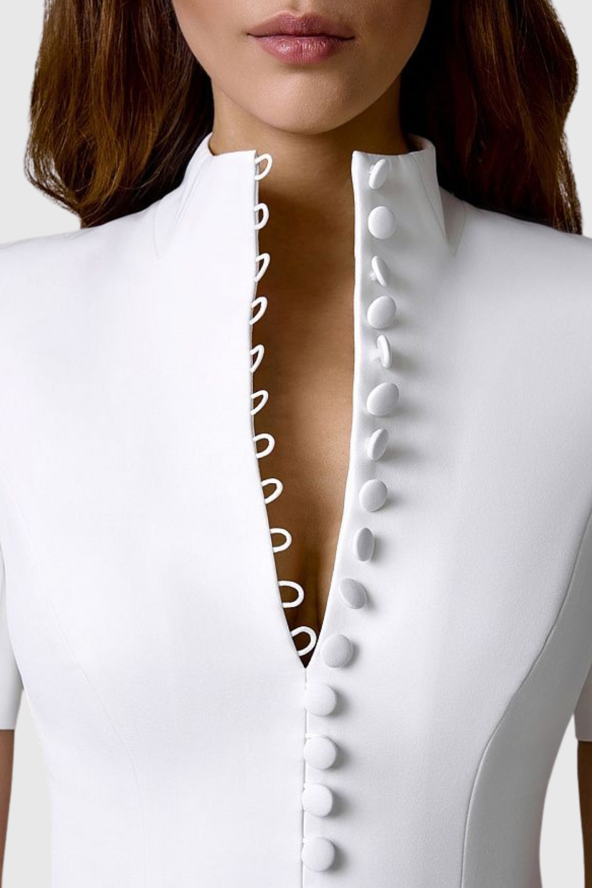 Savita Buttoned Mini Dress - White