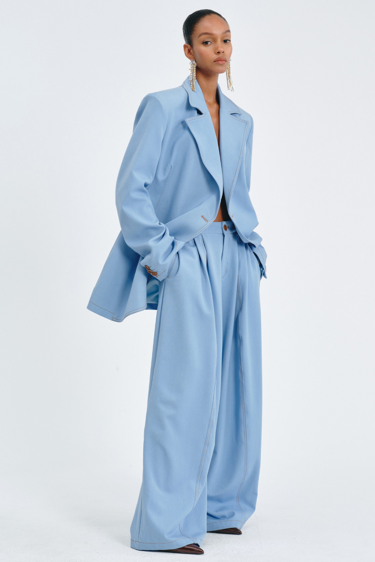 Sedona Contrast Stitching Blazer - Blue